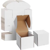 Boîte en Carton Blanche 16x16x16 cm, Lot de 20 Boites Carton d'Expédition