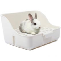 Boîte litière de lapin facile nettoyer pour apprendre à utiliser la toilette, pour petits animaux/cochons d'Inde/furets, blanc