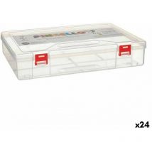 Pincello - Boîte polyvalente en plastique transparent rouge 29,5 x 6 x 20,5 cm (24 pcs.)