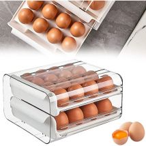 Boite Oeufs 32 Grilles, Boite à Oeufs de Rangement Support 0euf Porte Frigo Rangement Oeufs (Blanc)
