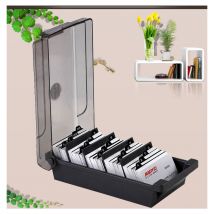 Fei Yu - Boîte porte-cartes de visite Boîte pour cartes de visite Stockage de cartes de visite 500 cartes, 4 intercalaires et guides az, gris