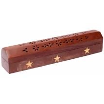 Boite porte encens en bois – 30 x 5.5 x 5.5 cm – Motif étoilé – PHOENIX IMPORT