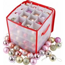 Serbia - Boite Rangement Boule de Noël avec 4 Plateaux Boite Rangement Noël 64 Compartiments Boîte Boule de Noël 30 × 30 × 30cm Pliable Réutilisable