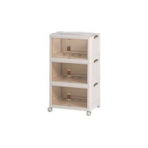 Boite Rangement Plastique Pliable avec Roulettes Porte magnétique Lot de 3 pour Chambre à Coucher 48.5X30X89CM