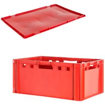 Kingpower - Boite viande E3 avec couvercle rouge Boite boucher E3 Boite viande E3 Boite E3 Boite viande Eurobox E3 food safe 60 x 40 Boite boucher E3