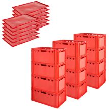 Kingpower - Boite viande E3 avec couvercle rouge Boite boucher E3 Boite viande E3 Boite E3 Boite viande Eurobox E3 food safe 60 x 40 Boite boucher E3