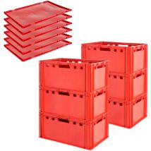 Kingpower - Boite viande E3 avec couvercle rouge Boite boucher E3 Boite viande E3 Boite E3 Boite viande Eurobox E3 food safe 60 x 40 Boite boucher E3