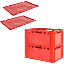 Kingpower - Boite viande E3 avec couvercle rouge Boite boucher E3 Boite viande E3 Boite E3 Boite viande Eurobox E3 food safe 60 x 40 Boite boucher E3