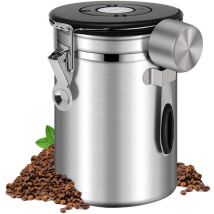 Boîtes à café hermétiques de 1800 ml, récipients de stockage pour grains de café, poudre de grains de café, sucre, thé - Argent
