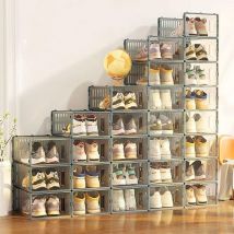 Tuserxln - Boîtes à chaussures empilables, lot de 6 en plastique abs, organisateurs de rangement pour chaussures dans l'armoire