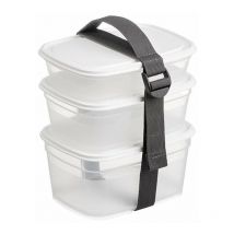 Boites alimentaires carrees (lot 3) blanc+strap ref.790505