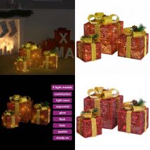 Boîtes-cadeaux de Noël décoratives 3 pcs Extérieur Intérieur - Boîte Cadeau Noel - Décoration Noel - Luminaire Noel - Coffret Cadeau Noel - Noël
