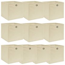Boîtes de rangement 10 pcs Crème 32x32x32 cm Tissu