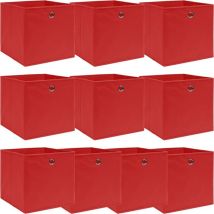 Boîtes de rangement 10 pcs Rouge 32x32x32 cm Tissu