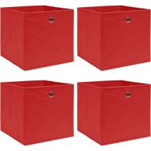 Boîtes de rangement 4 pcs Rouge 32x32x32 cm Tissu