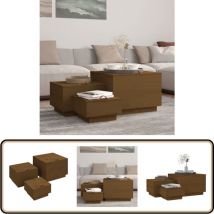 Boîtes de rangement avec couvercles 3 pcs Marron miel - Boîte De Rangement - Rangements - Meuble De Rangement - Bois Massif - Pin