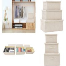 Boîtes de rangement empilables 3 pcs Tissu Crème - boîte de rangement - boîtes de rangement - Home & Living - Crème