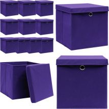 Boîtes de rangement et couvercles 10pcs Violet 32x32x32cm Tissu - boîte de rangement - boîtes de rangement - Home & Living - Pourpre