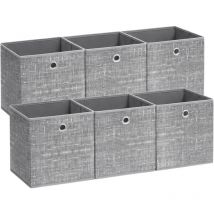 Boîtes de Rangement, Lot de 6, Coffres de Rangement en Tissu Non-Tissé avec Poignée, 33 x 33 x 33 cm, Cubes, pour Étagère, Pliables, Rangement de