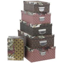 Lot de 6 Boîtes de rangement avec poignées et coins en métal déco New Orleans - Feeric Christmas