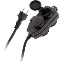 Zenitech - Boîtier de dérivation 4 prises IP44 5m - Noir