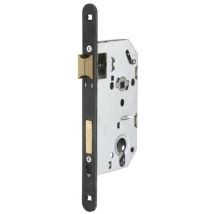 Fth - Boitier De Serrure À Encastrer Se 50, Axe 50mm, Entr'axe 70mm, Carré 7mm, Têtière Nickelée Noir Mat À Bouts Ronds