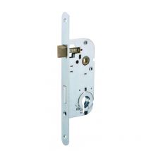 SP - Boitier de serrure encastrable pour porte d'entrée, axe 40mm, blanche, bouts ronds