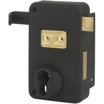 FTH - Boitier de serrure verticale en applique AH45 double entrée à tirage, droite, 75x130mm, axe 45mm, noir mat