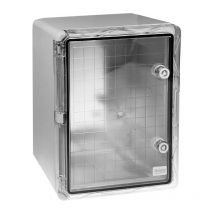 Ultra Secure - Coffret mural haute-résistance boîtier 500 x 400 x 240 - Porte transparente / Serrure triangle / Plaque / IP65 / abs