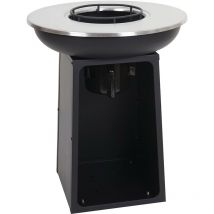 Bol de feu avec plaque de grill HWC-K97 foyer grill corbeille de feu bbq Outdoor plaque de cuisson - acier inox - Ø59cm noir