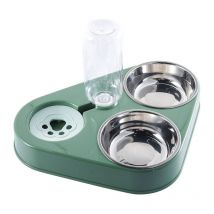 Ensoleille - Bol pour Animaux de Compagnie 3-en-1 avec Stockage d'eau Automatique,Bol Acier Inoxydable pour Animaux pour Les Chats et Les Chiots(Vert