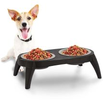 Pets Collection - Bol Pour Chien, Chat, Double, Noir, Ø 17 Cm