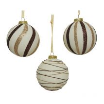 Bola de Navidad blanca - marrón - dorada surtida Ø8cm