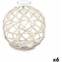 Gift Decor Bola Decorativa Blanco Transparente Vidrio Cuerda 18 x 20 cm (6 Unidades)