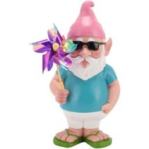 SNQ - Bola decorativa de gnomo de jardín con veleta de resina