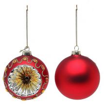 Bolas de navidad cristal rojo 8 cm 2 pcs