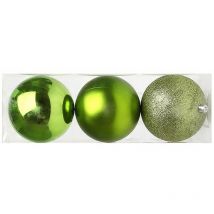 Bolas de navidad plastico verde 10 cm 3 pcs