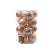 Kaemingk - Bolas de Navidad para Colgar en Cristal 8 cm Rosa Antiguo. Juego de 16
