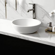 Boléa – 30 cm rundes Aufsatzwaschbecken aus massiver Oberfläche – zeitgenössisches Design für Badezimmer