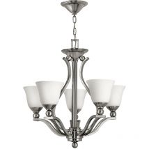 Bolla - 5 Light Multi Arm Chandelier Brushed Nickel Finish, E27 - Elstead
