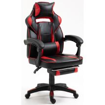 Chaise Gaming - Chaise Bureau Ergonomique Avec Repose-pied - Fauteuil Gaming Avec Soutien Lombaire Massage Et Appui-tête - Siège Gaming,noir Et Rouge 