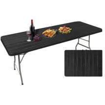 Table Pliante Rectangulaire En Aspect Rotin - Table De Jardin 8 Personnes L181 X L75.5 X H73cm - Table Camping Exterieur Pour Jardin Terrasse Et 