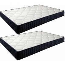 Matelas Lot 2 90x190 - Épaisseur 15cm - Luxe Matelas de Lit d'Adulte et d'enfant - Mousse à Mémoire - 7 Zones de Confort Mousse Mémoire Adaptative