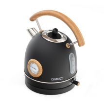 Bollitore d'acqua Caprizze Nara 2200 w in acciaio inox con termometro integrato capacitá 1.8 l nero opaco e effetto legno