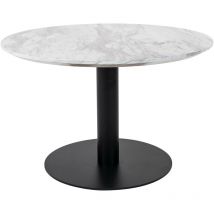 Bologna Couchtisch Ø70 cm Marmoroptik, schwarze Beine, weiß.