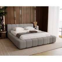 Emporius - Bolonia lit coffre 160x200 - lit bouclé avec rangement, mousse épaisse, lit double 160 x 200 cm - tissu bouclé Girs clair (Anthology 15)