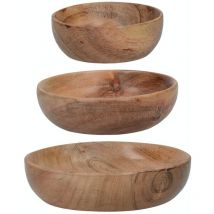 Bols de bois pour snacks ou dips Artesà, assiettes de service, assiettes à snack de bois de acacia, 12.4 cm (5 in), 10.2 cm (4 in) et 8 cm (3 in),