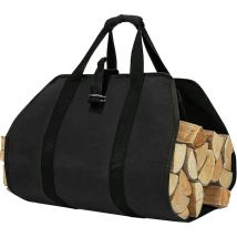 Aougo - Bolsa de lona para leña, resistente al agua, plegable, ideal para estufas de leña, camping y playa (negra) - dpzo