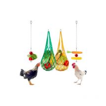 Bolsa de malla para comedero de pollos (4 unidades), bolsa de malla para comedero de pollos, bolsa de red colgante, brocheta de acero inoxidable para