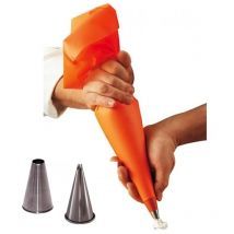 De Buyer - Manga pastelera de silicona con 2 mangas de acero inoxidable